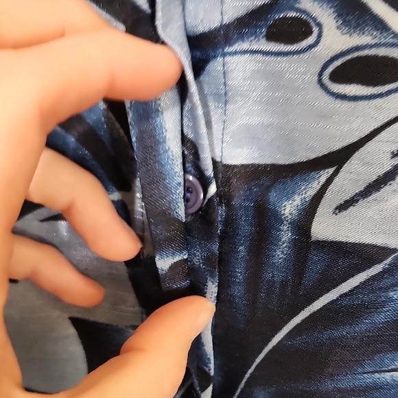 Selene Sport Blue 3/4 Sleeve Button Down Blouse - Picture 8 of 8